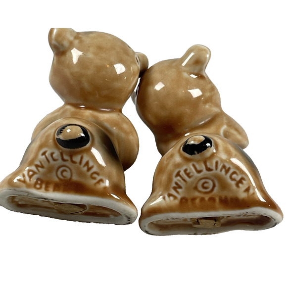 Bear Hug Brown Vtg Salt & Pepper Shakers Kitschy Ceramic Van Tellingen +Corks - Picture 6 of 7